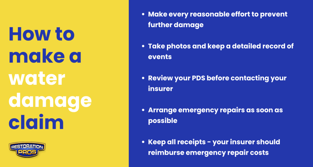 making a water damage claim infographic